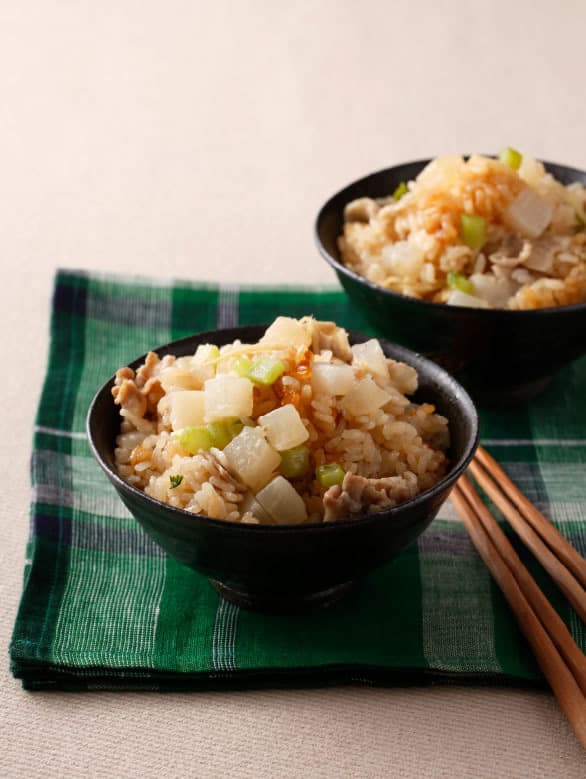 大根と豚バラの炊き込みご飯