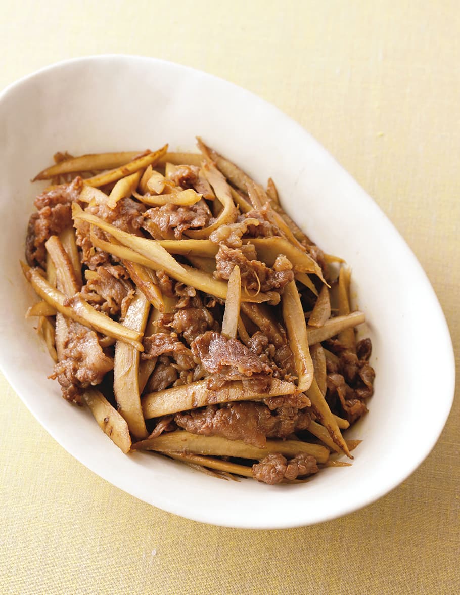 ごぼうと牛肉のカレー風味炒め