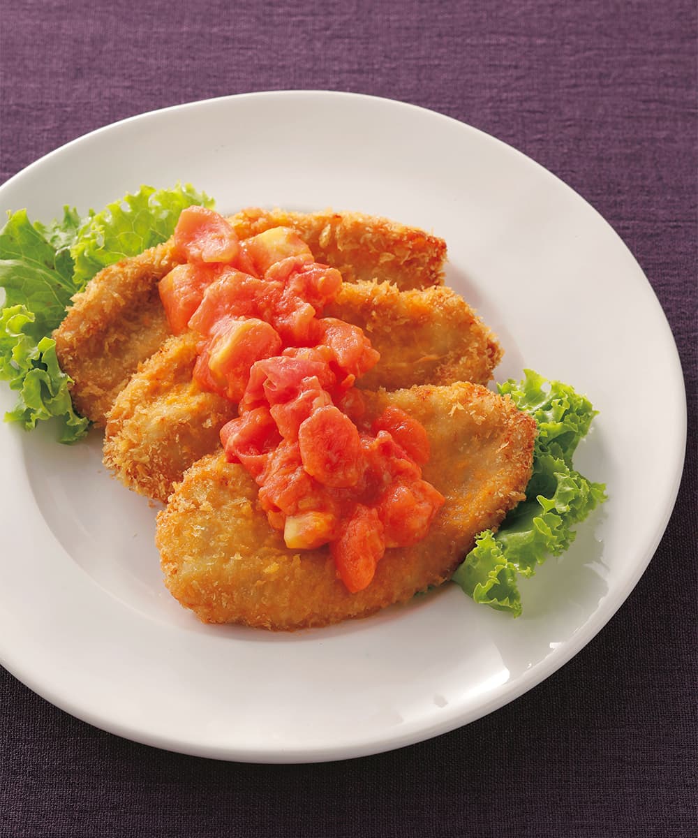 ささ身のフライ トマトチーズソース