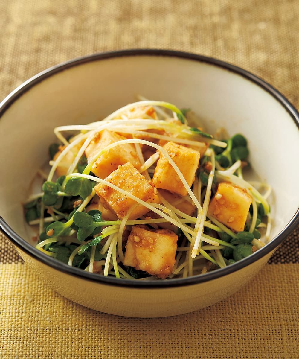はんぺんと貝割れ菜のごましょうゆあえ