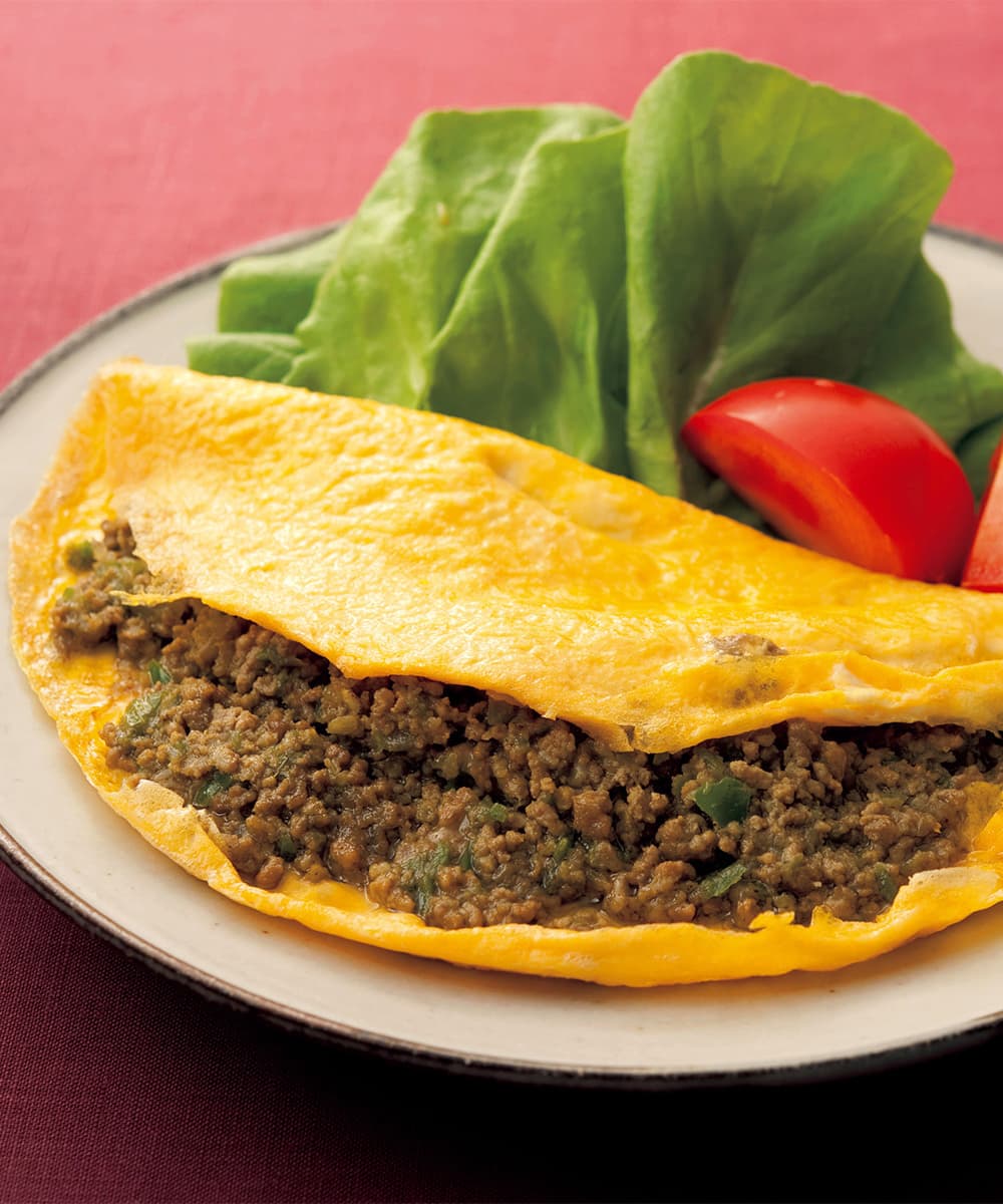キーマカレー入りオムレツ