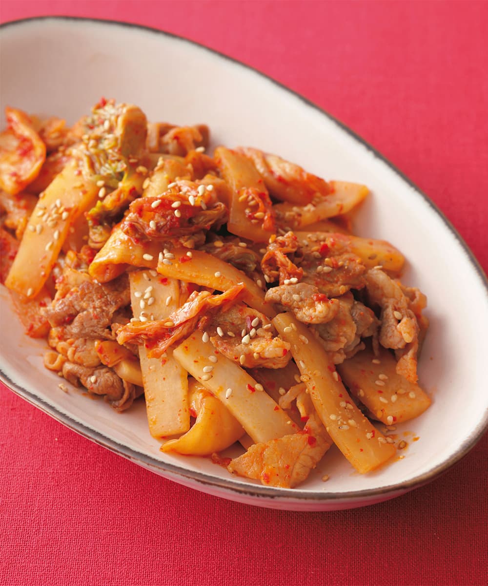 大根と豚肉のキムチ炒め