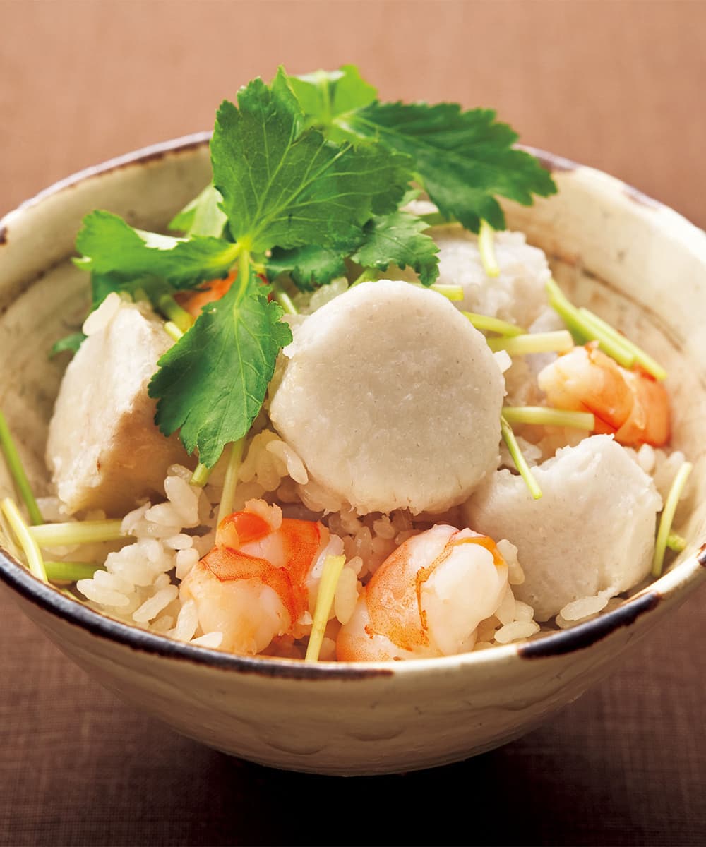 里いもとえびの炊き込みご飯