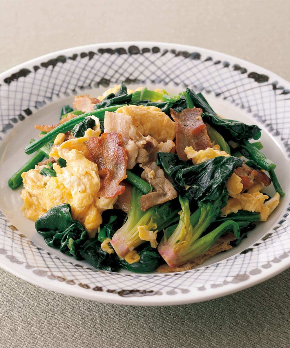 ほうれん草と豚肉の中華炒め