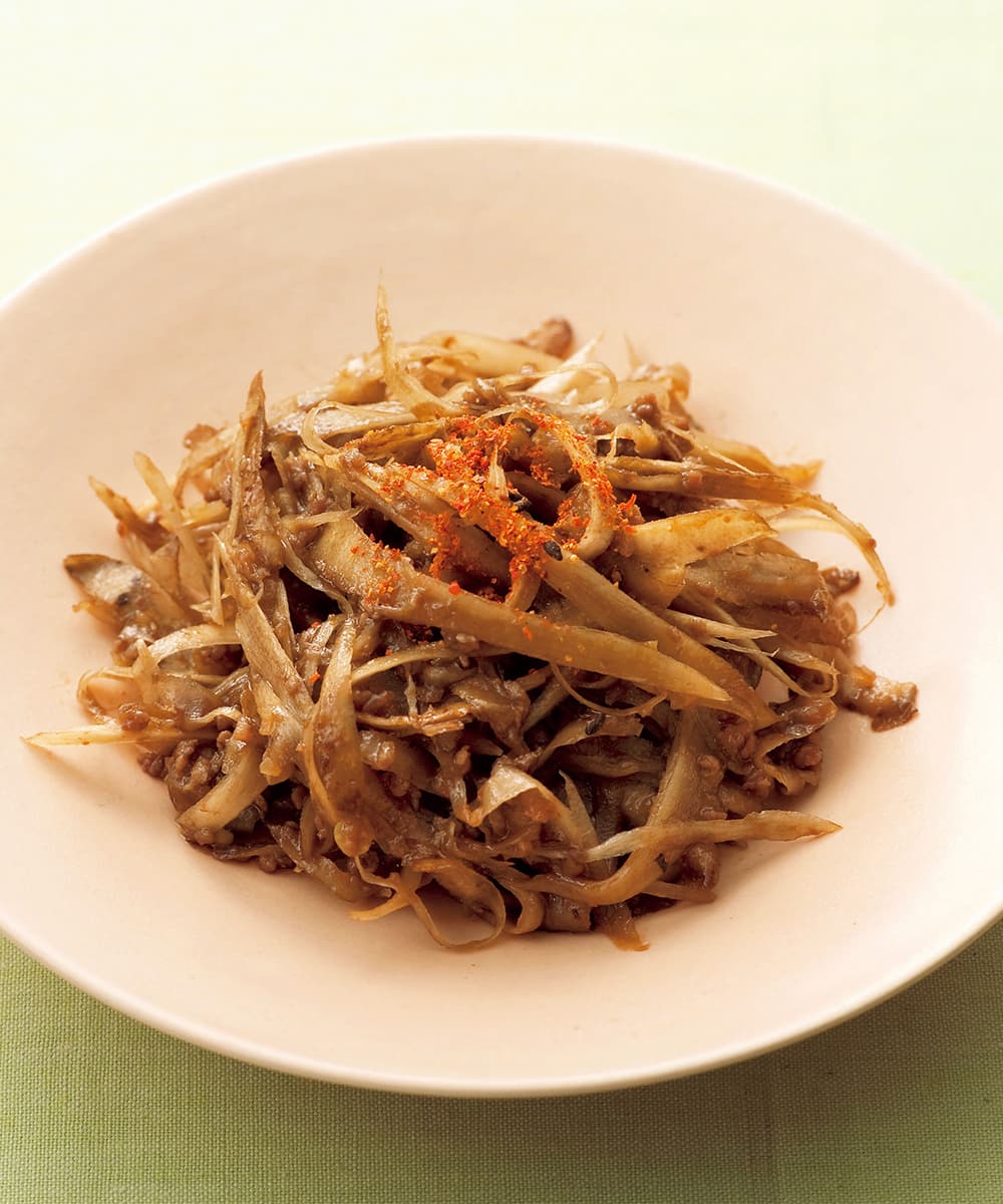 ごぼうとひき肉の中華風きんぴら