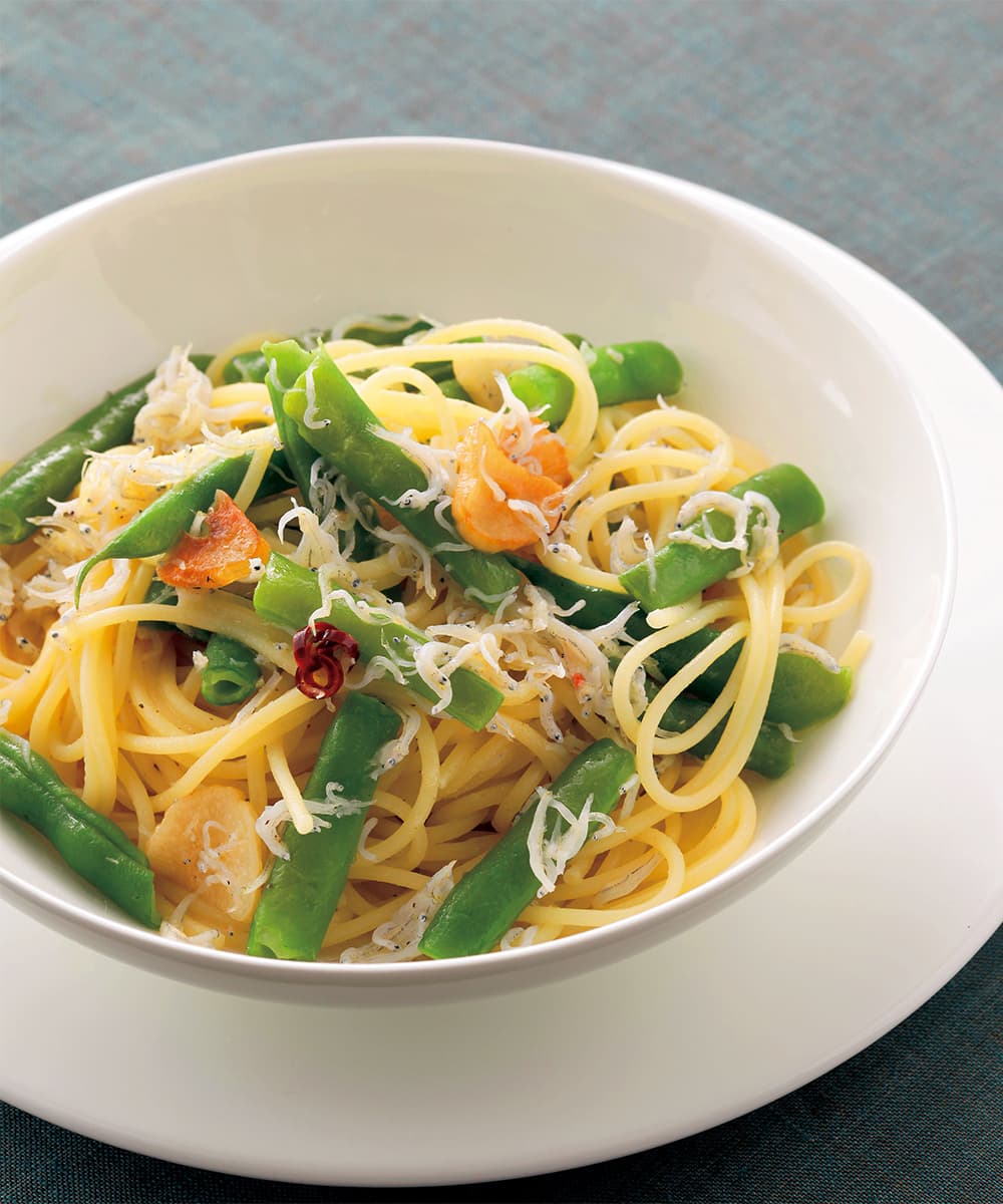 いんげんとしらすのスパゲティ