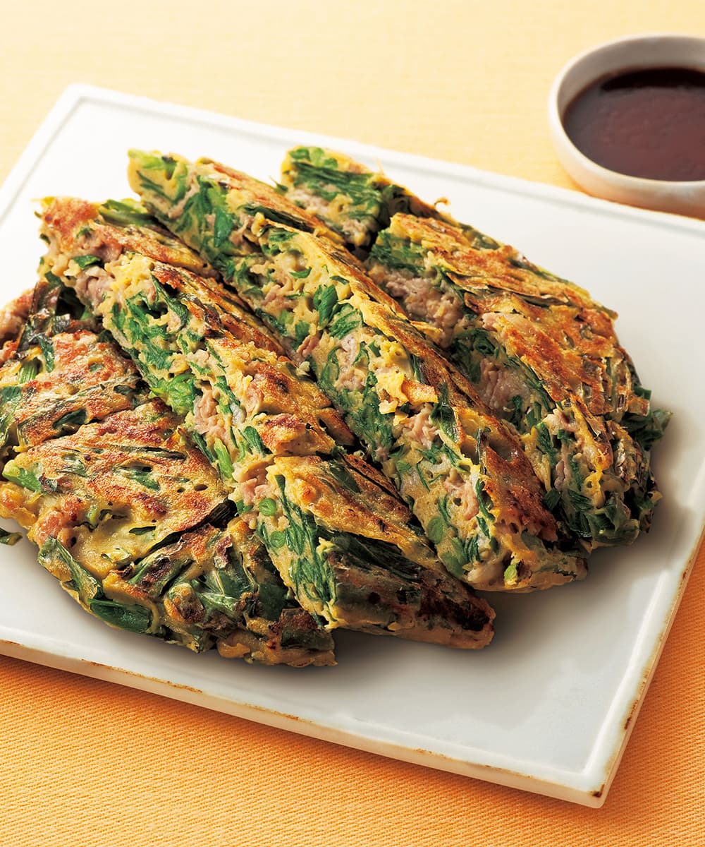 にらと豚肉のカレー風味チヂミ