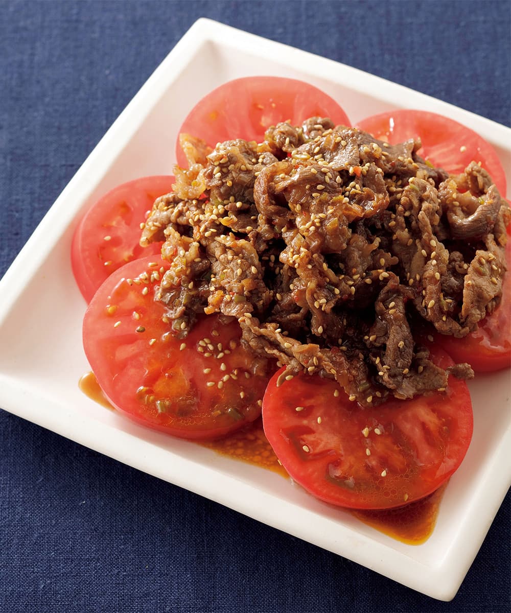 トマトの牛肉炒めのせ
