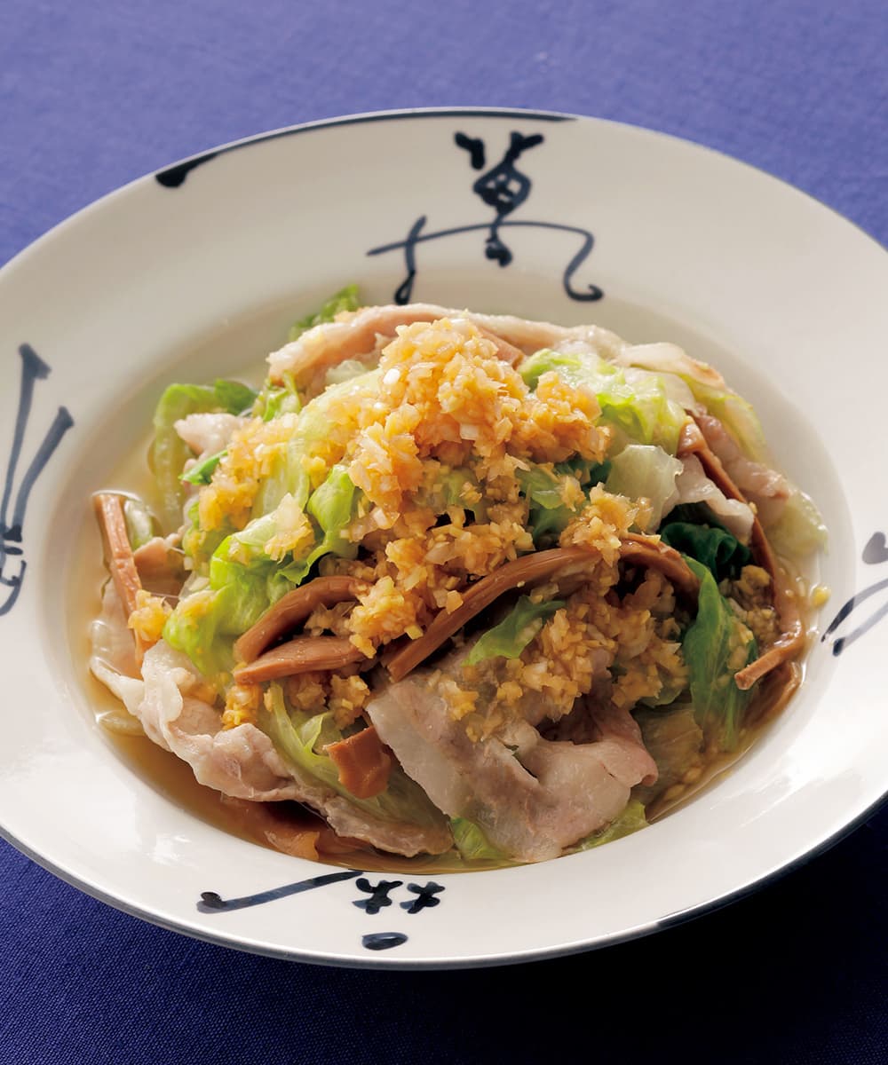 レタスと豚肉の中華蒸し