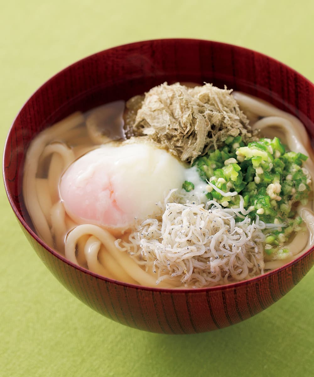 オクラとしらすのさっぱりうどん