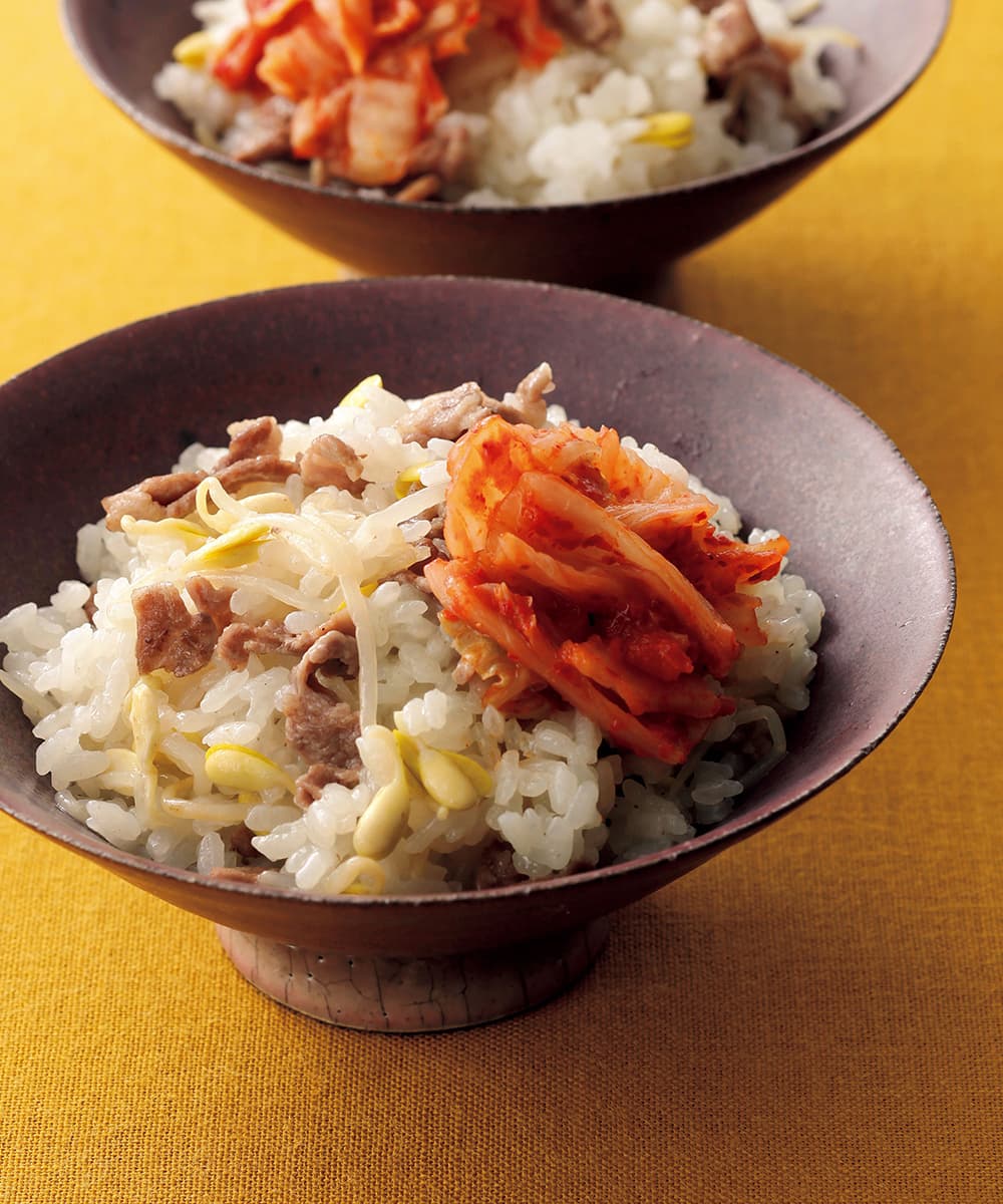 豚肉と豆もやしの韓国風炊き込みご飯