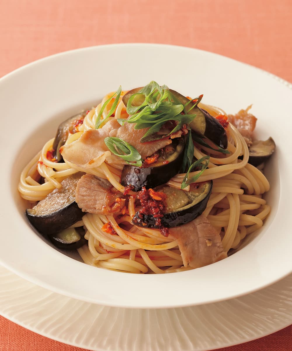 豚肉となすの中華風スパゲティ