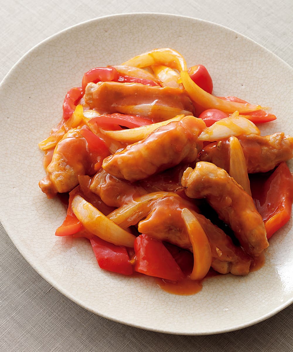 ロール豚肉の甘酢炒め