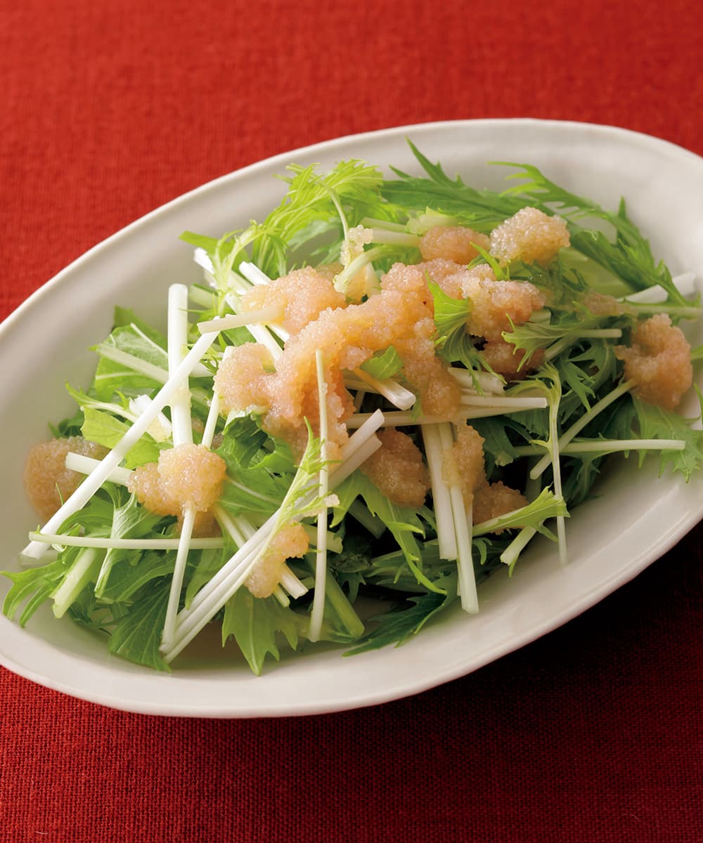 水菜のたらこドレッシングかけ