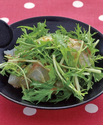 水菜と刺し身の和風サラダ