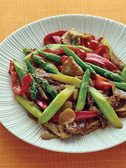 アスパラと豚肉の中華炒め
