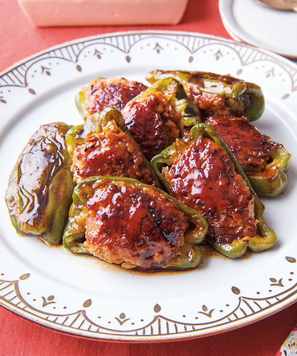 ピーマンの肉詰め照り焼き