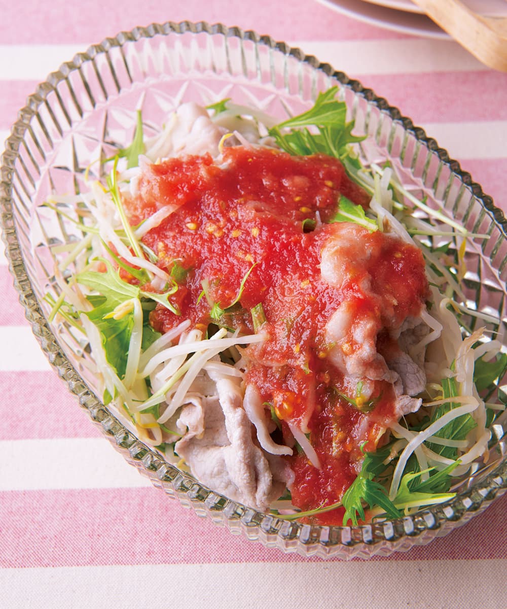 もやしと豚しゃぶのトマトドレッシングサラダ