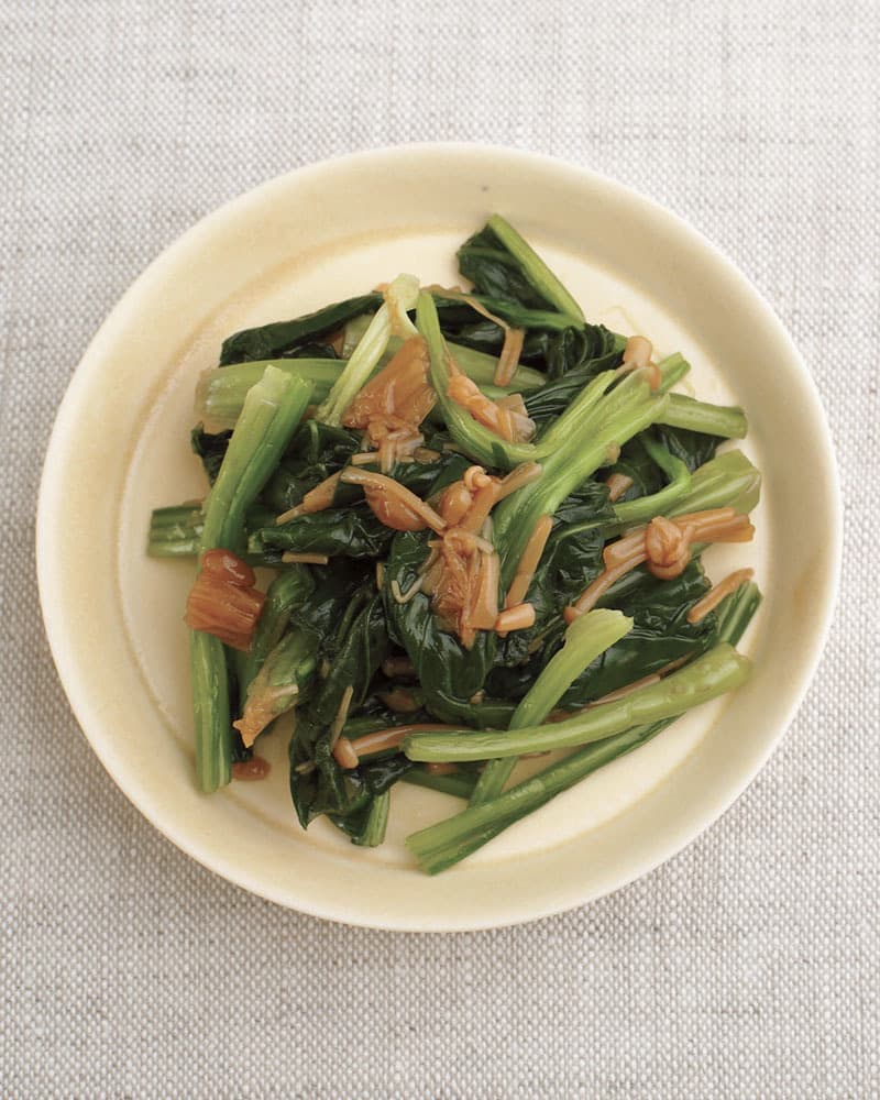 「ゆで置き野菜」のなめたけしょうゆあえ