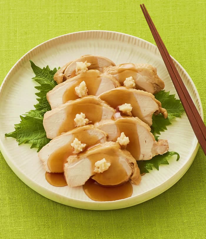 レンジ鶏チャーシューの山わさびのっけ