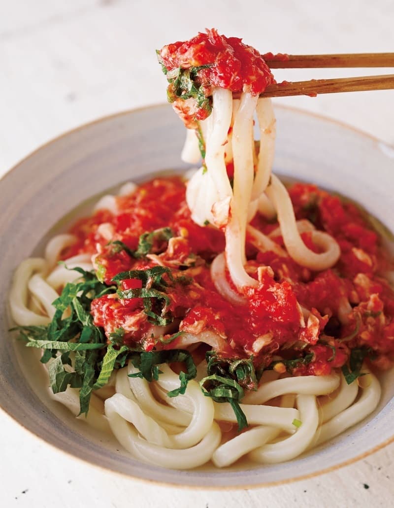 トマトとツナの冷たいぶっかけうどん