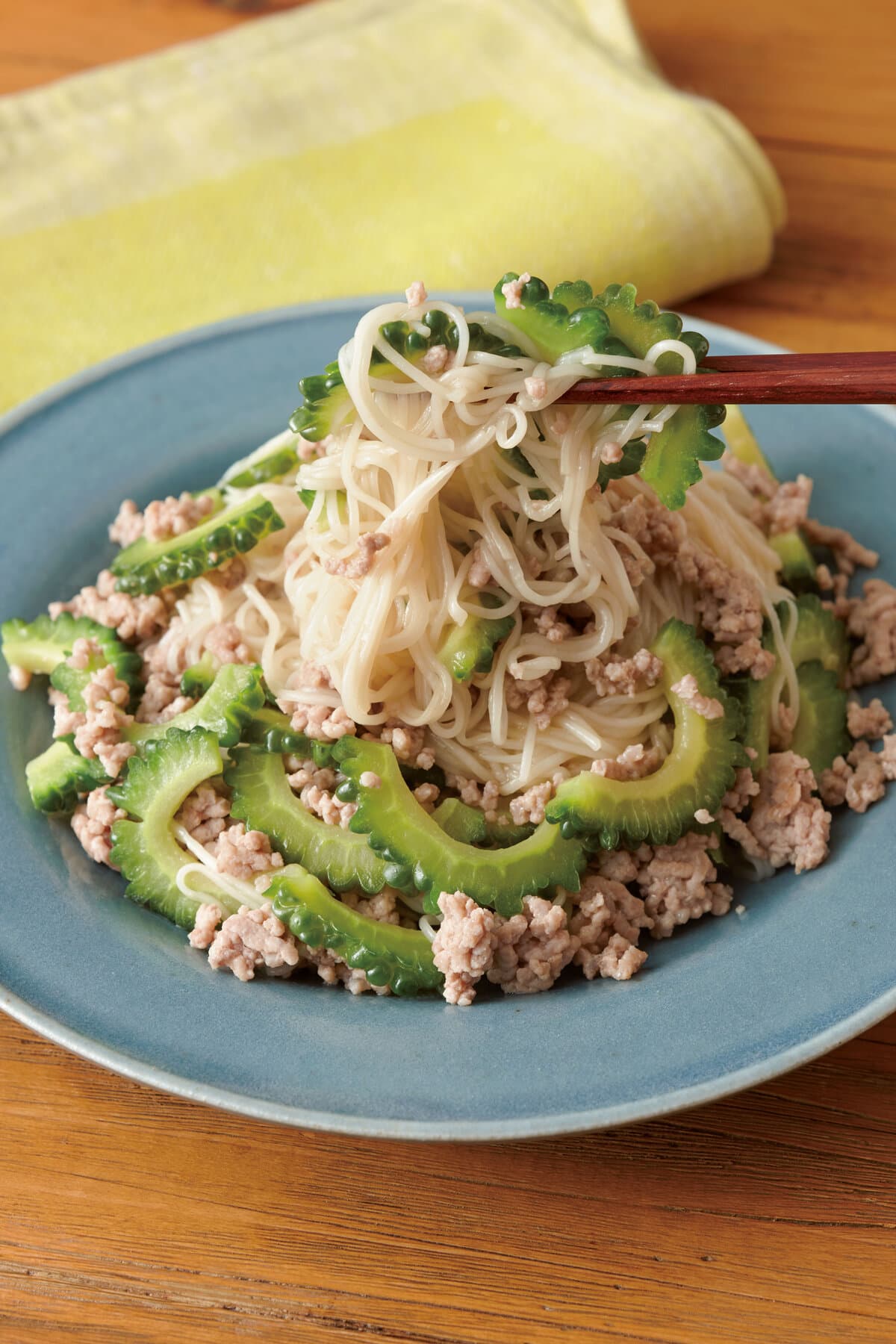 ひき肉とゴーヤーのそうめんチャンプルー