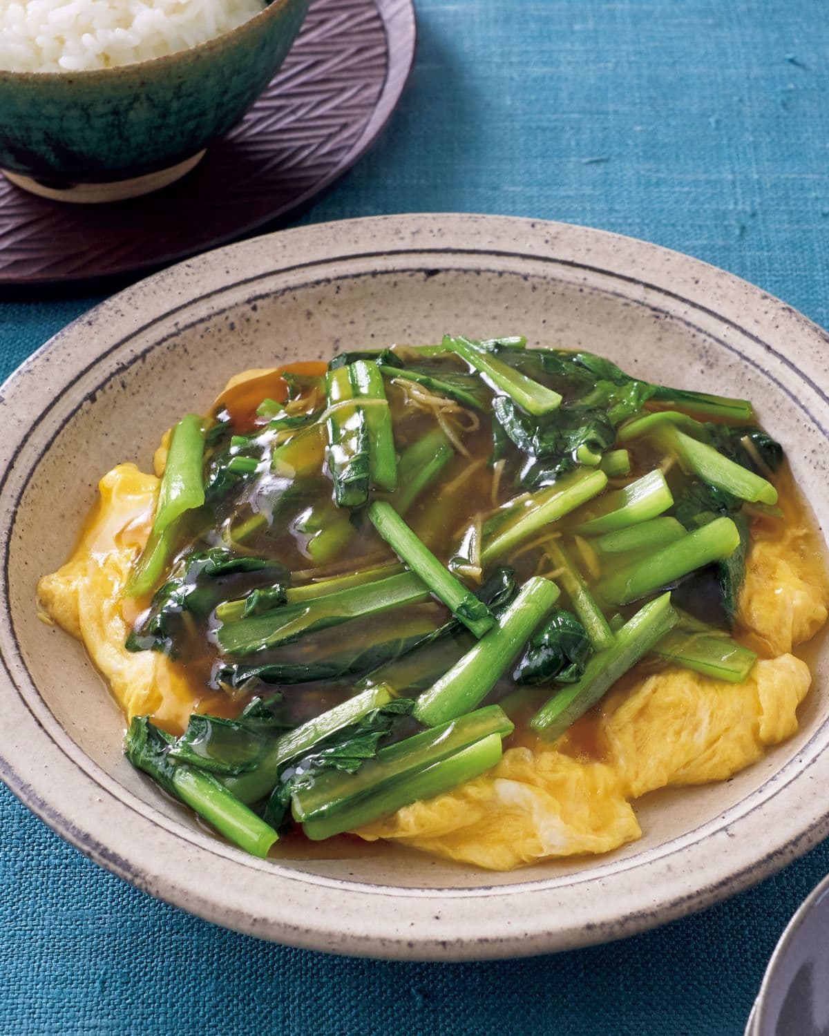 ふんわり卵の小松菜あんかけ