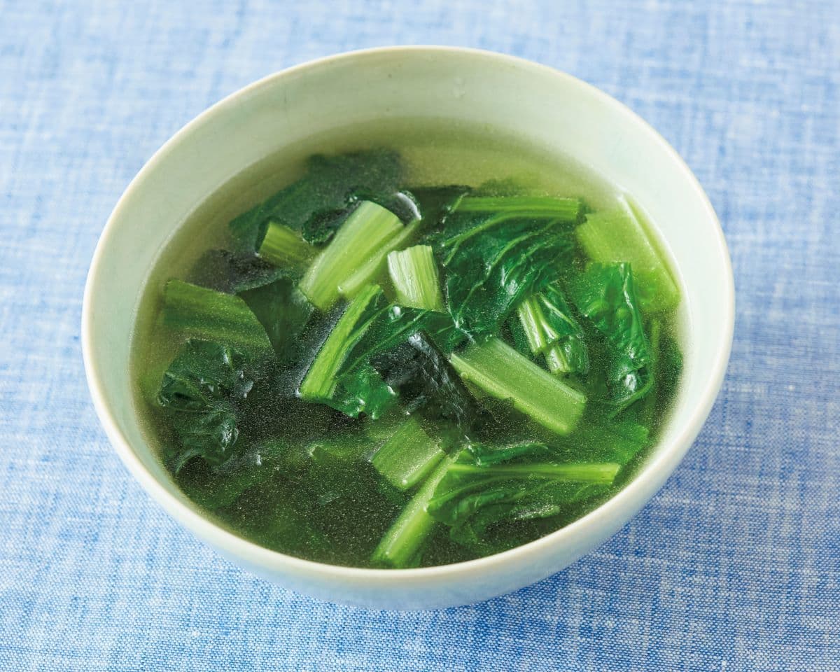 小松菜とわかめの中華スープ