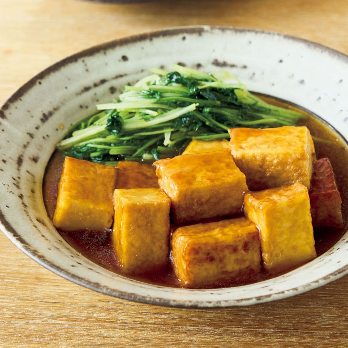 厚揚げと水菜の甘辛煮