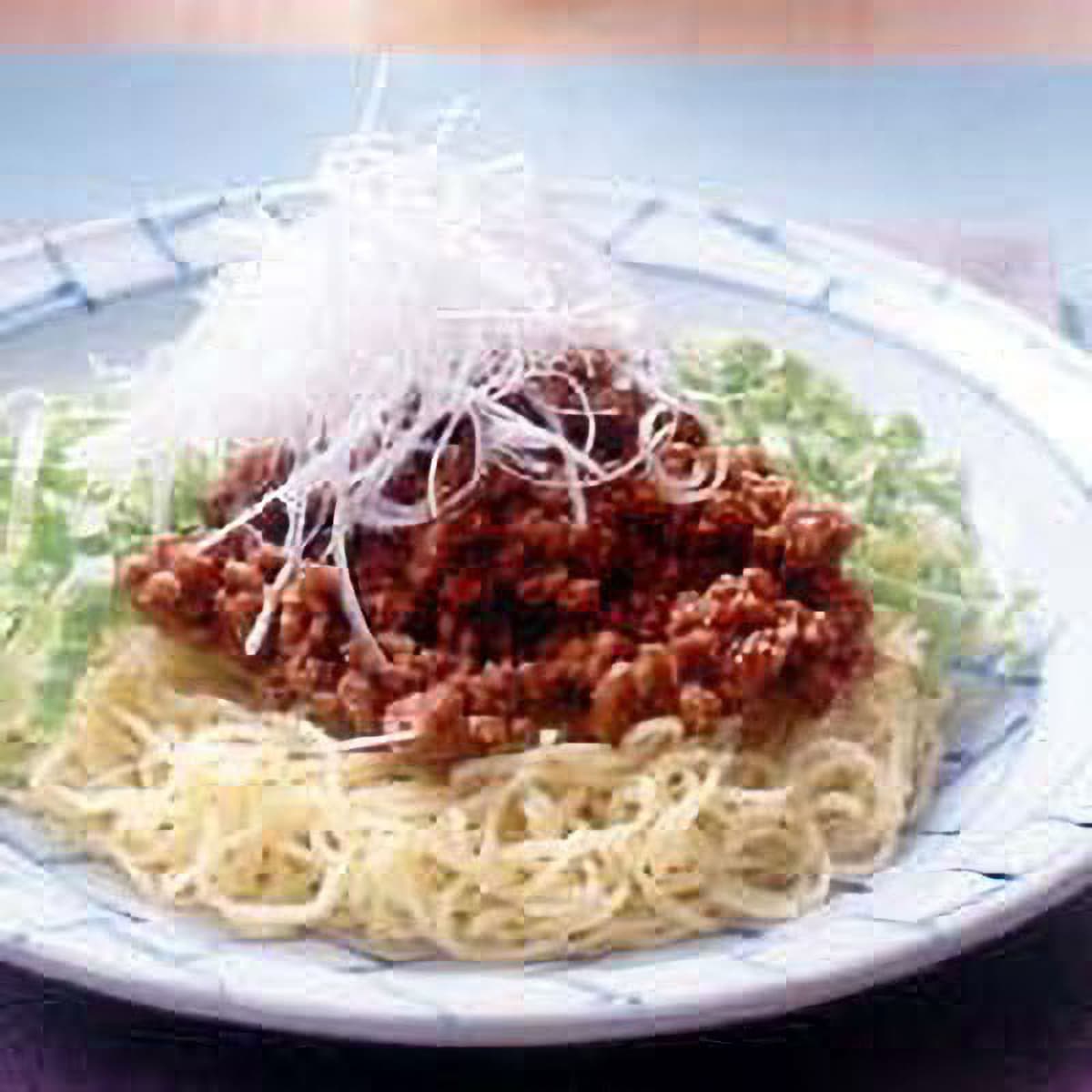 肉みそ+レタス+ねぎの冷やし中華