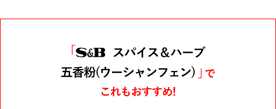 S&B スパイス&ハーブ 五香粉(ウーシャンフェン)でこれもおすすめ！