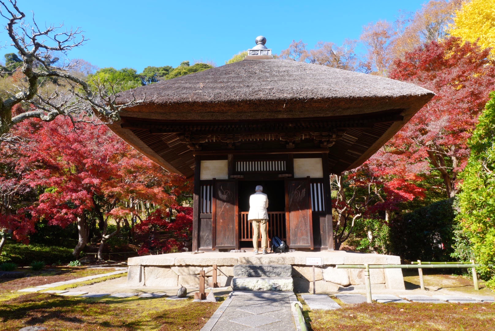 鎌倉・長寿寺の観音堂と紅葉