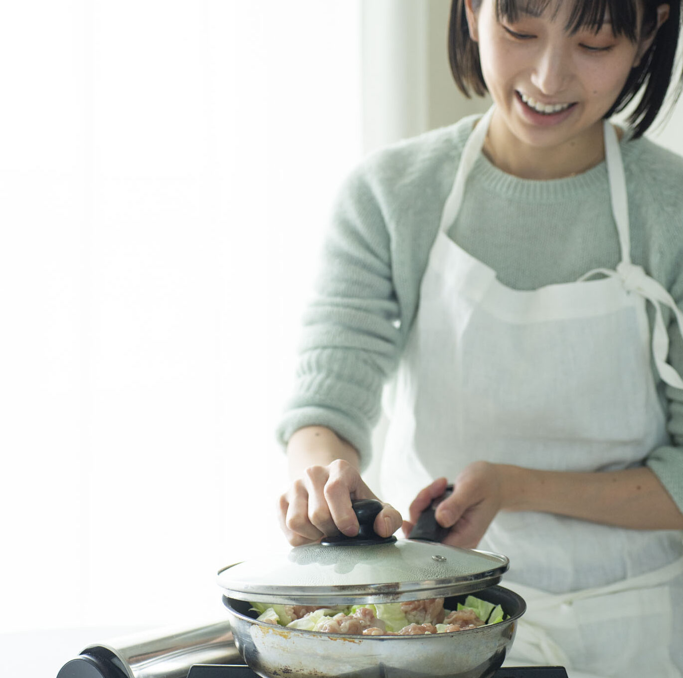 蒸し煮にしている様子