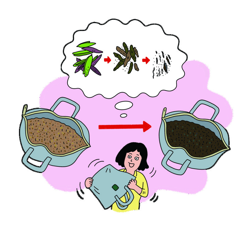 基材が茶色から黒っぽく変化していくイラスト